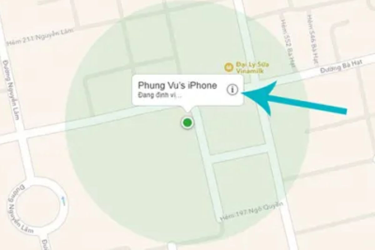 Vị trí của iphone sẽ hiển thị trên bản đồ