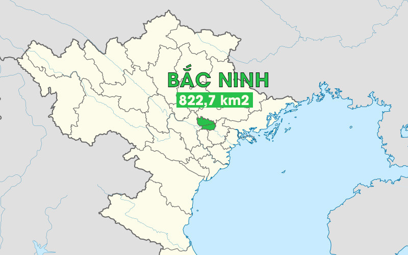 Bắc Ninh là tỉnh có diện tích nhỏ nhất Việt Nam, chỉ khoảng 822,7 km²