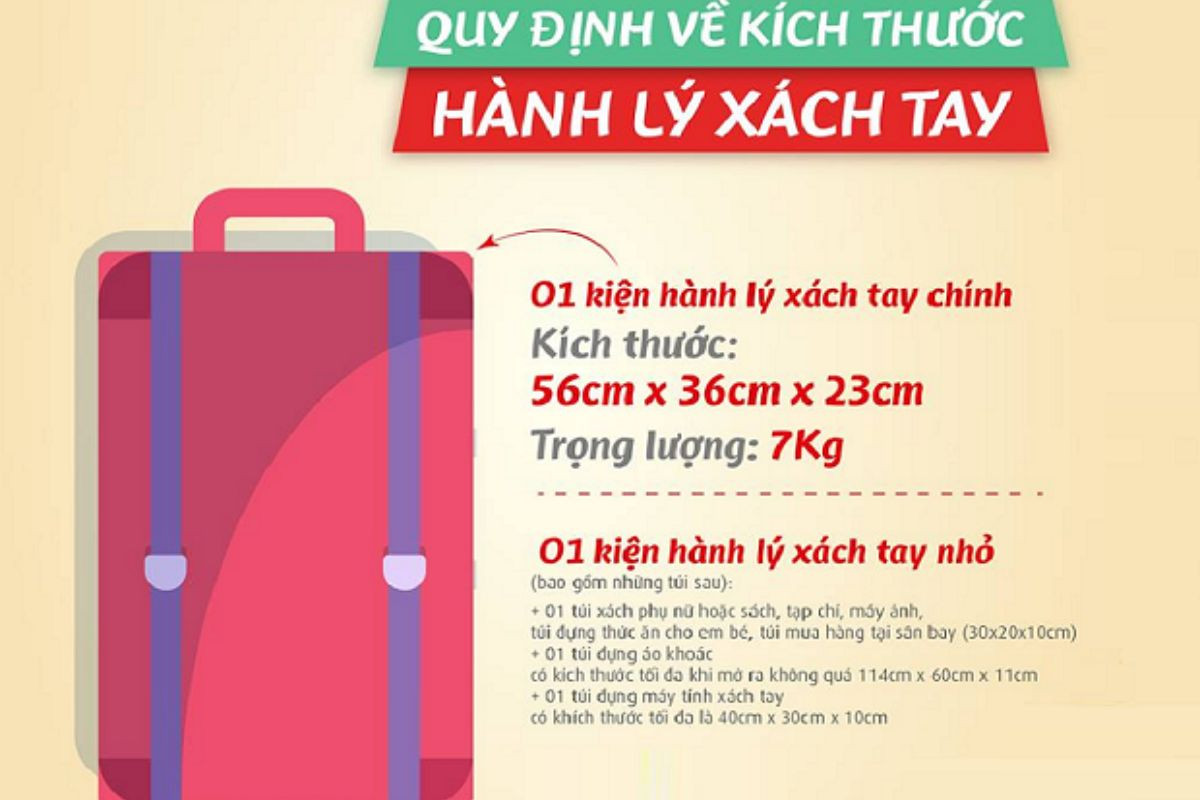 Vietjet quy định hành lý xách tay dựa trên nhóm đường bay và hạng vé máy bay