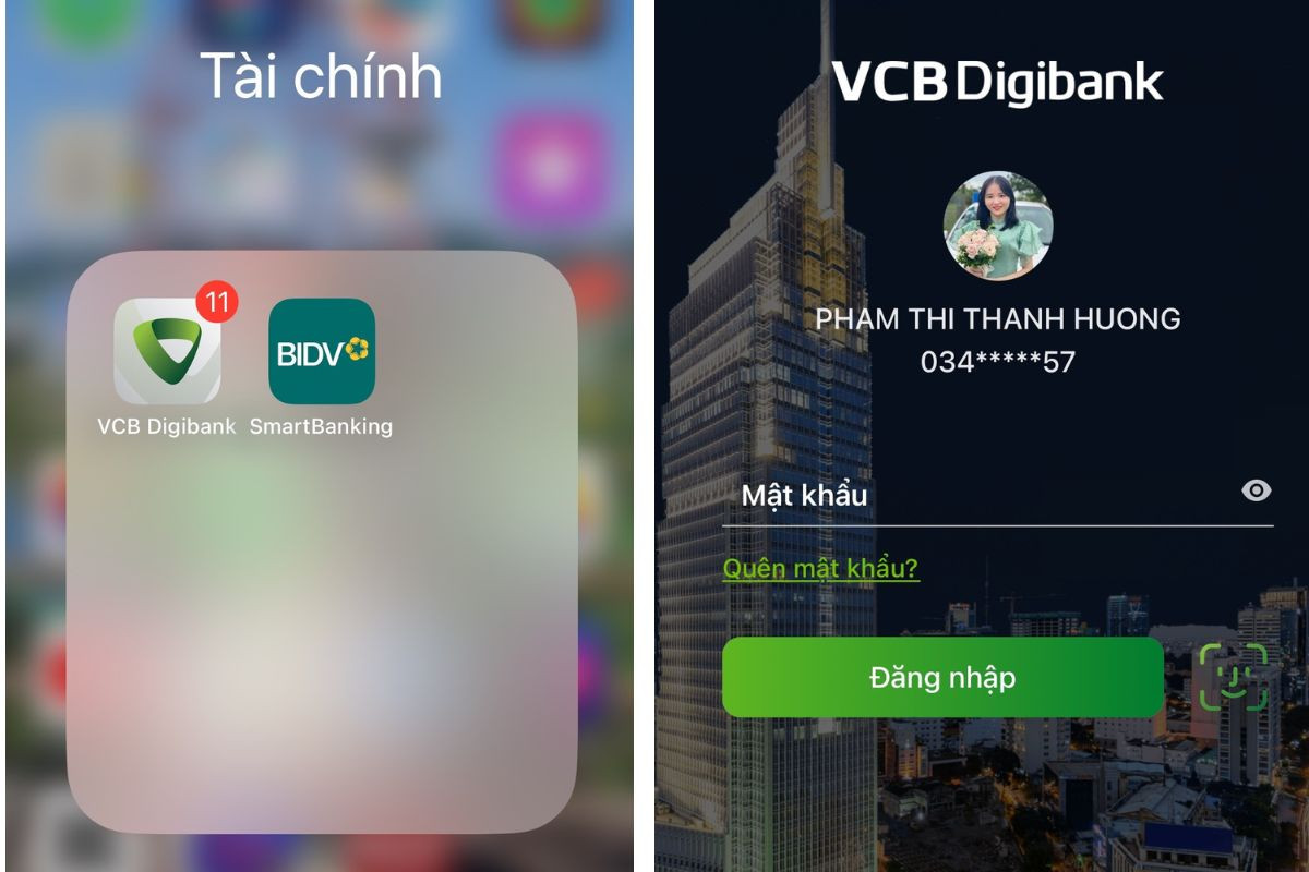 Đăng nhập ứng dụng VCB Digibank để rút tiết kiệm Vietcombank online