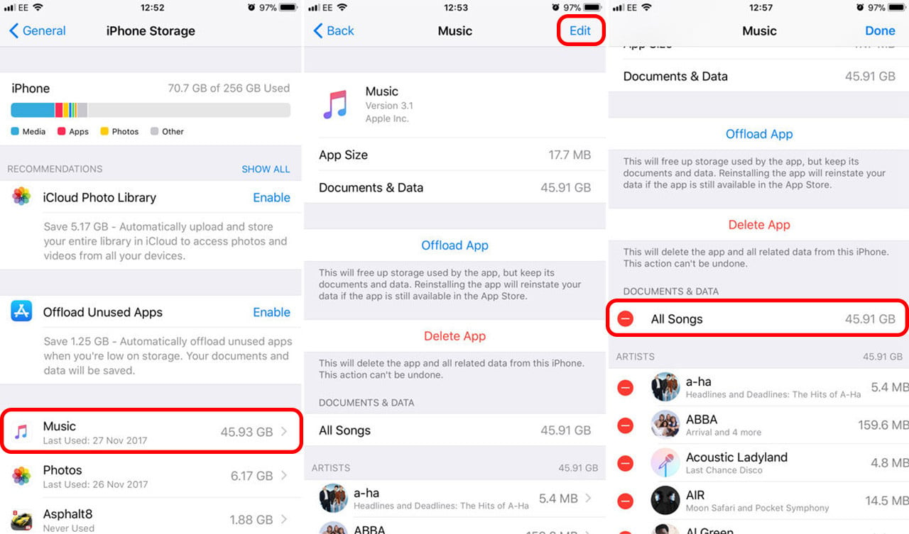 Hoàn thành cách xoá danh sách nhạc ngoại tuyến trên iPhone