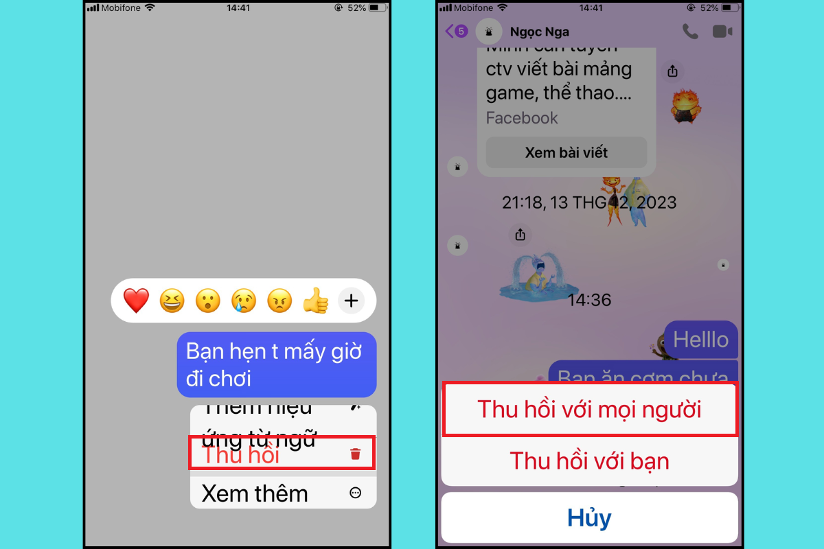 Hoàn thành cách thu hồi tin nhắn trên Messenger bằng điện thoại