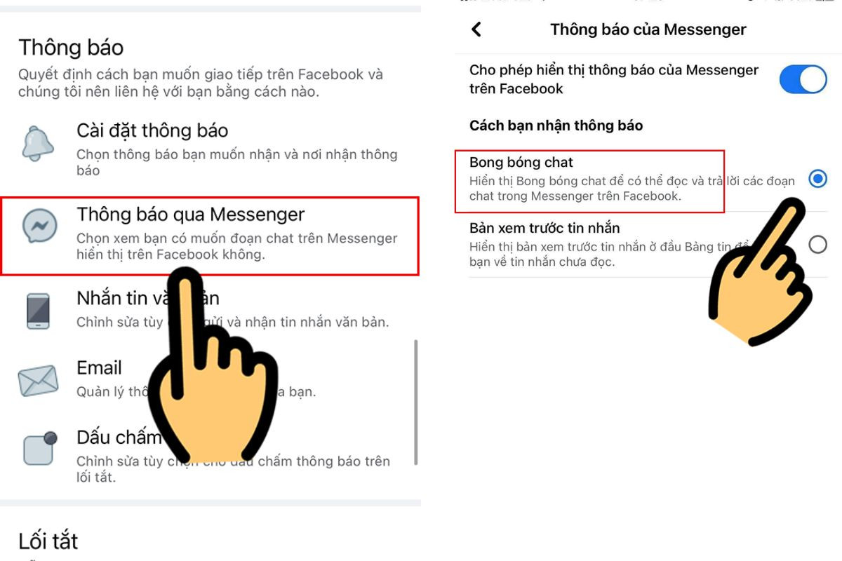 Cách bật bong bóng chat Messenger trên iPhone qua ứng dụng Facebook