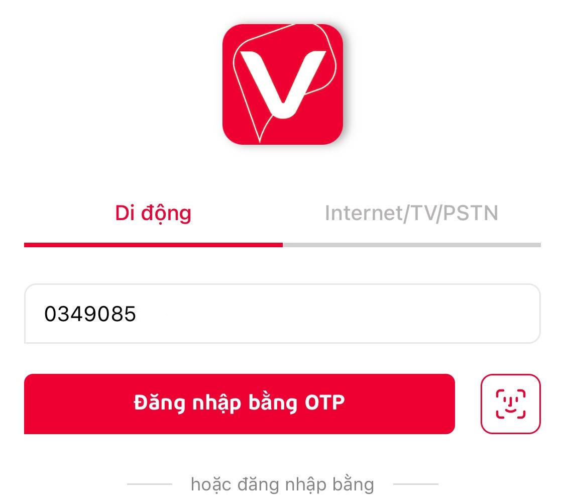 Đăng nhập ứng dụng My Viettel để chuyển tiền điện thoại Viettel sang Viettel