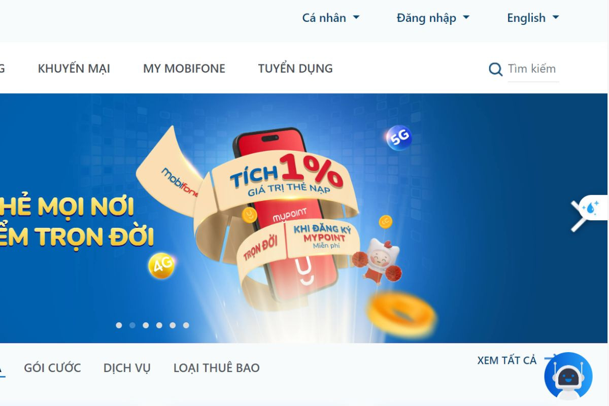 Tìm trang web chính thức của nhà mạng MobiFone và tiến hành đăng nhập.