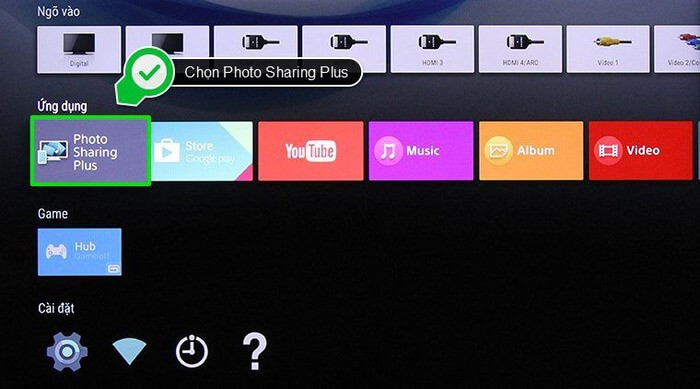 Tải ứng dụng Photo Sharing Plus về tivi Sony