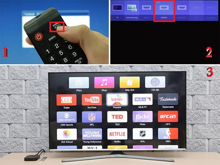 Thực hiện vào giao diện Apple TV bằng đường truyền HDMI