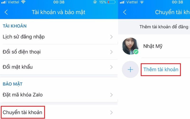  Nhấn thêm tài khoản để đăng nhập tài khoản thứ hai