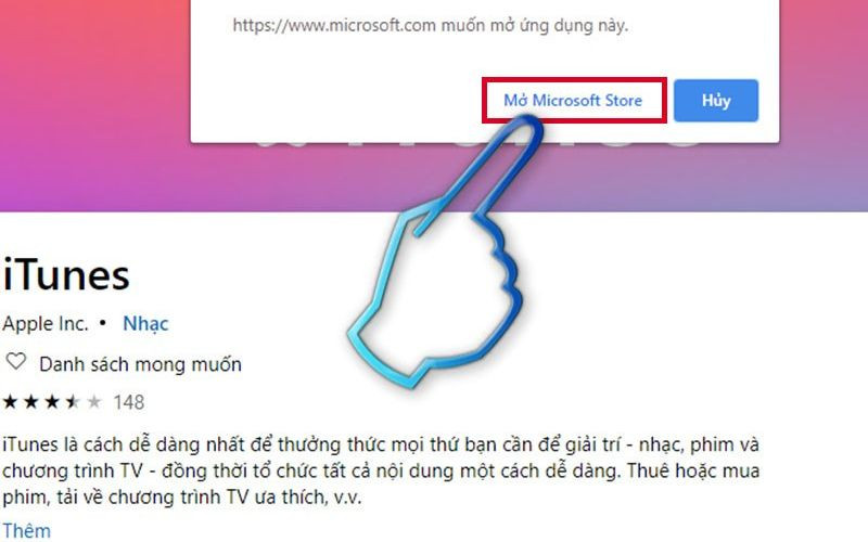  Nhấn chọn mục Mở Microsoft Store