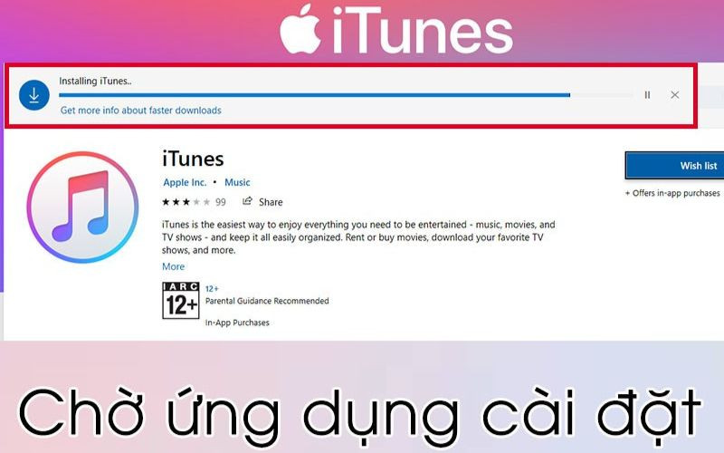 Ứng dụng sẽ được cài đặt sau ít phút