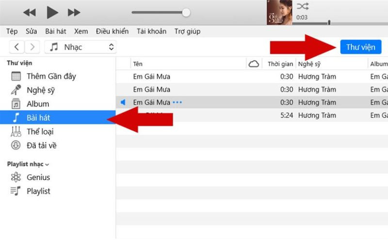  Kéo chuột để di chuyển bài hát vào ứng dụng iTunes