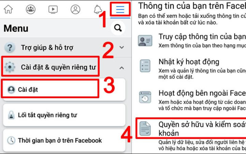  Bạn nhấn chọn quyền sở hữu và kiểm soát tài khoản