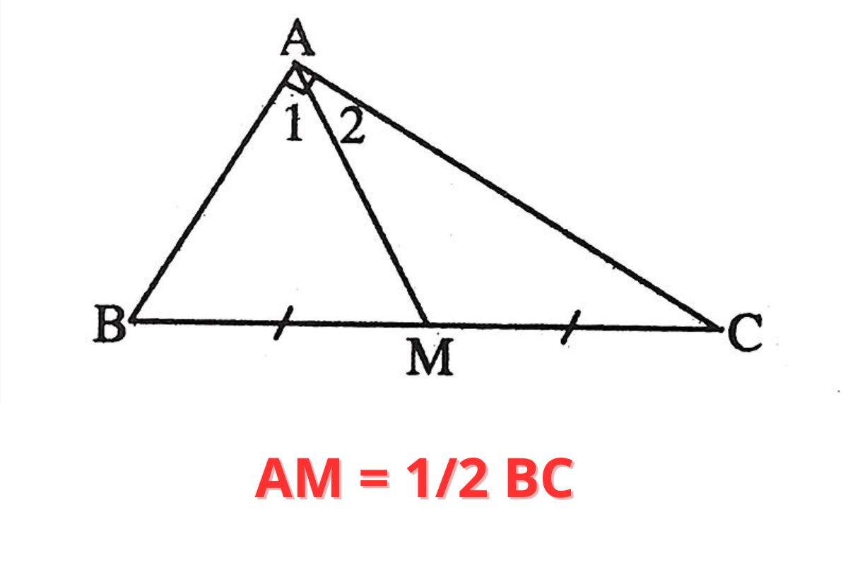 Trong tam giác vuông, đường trung tuyến ứng với cạnh huyền thì bằng nửa cạnh huyền