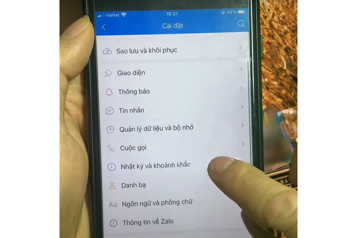 Chọn vào mục Cuộc gọi