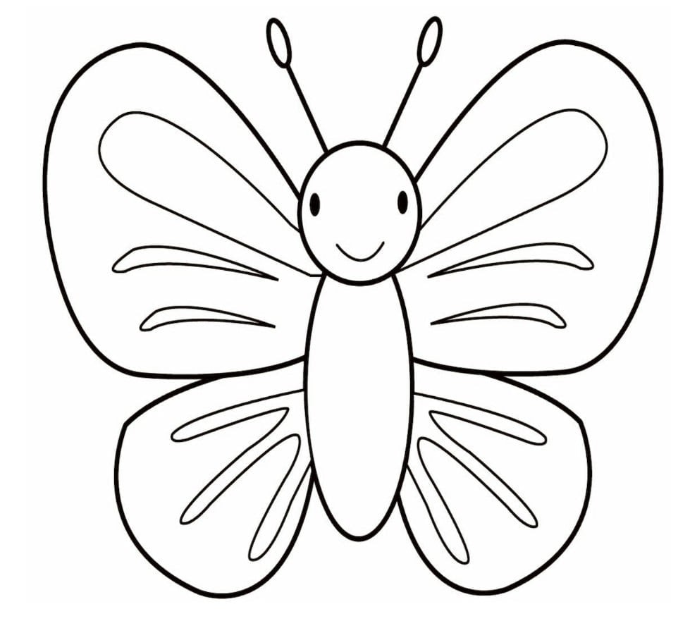 Mẫu tranh tô màu con bướm đơn giản dành cho các bé 3 tuổi