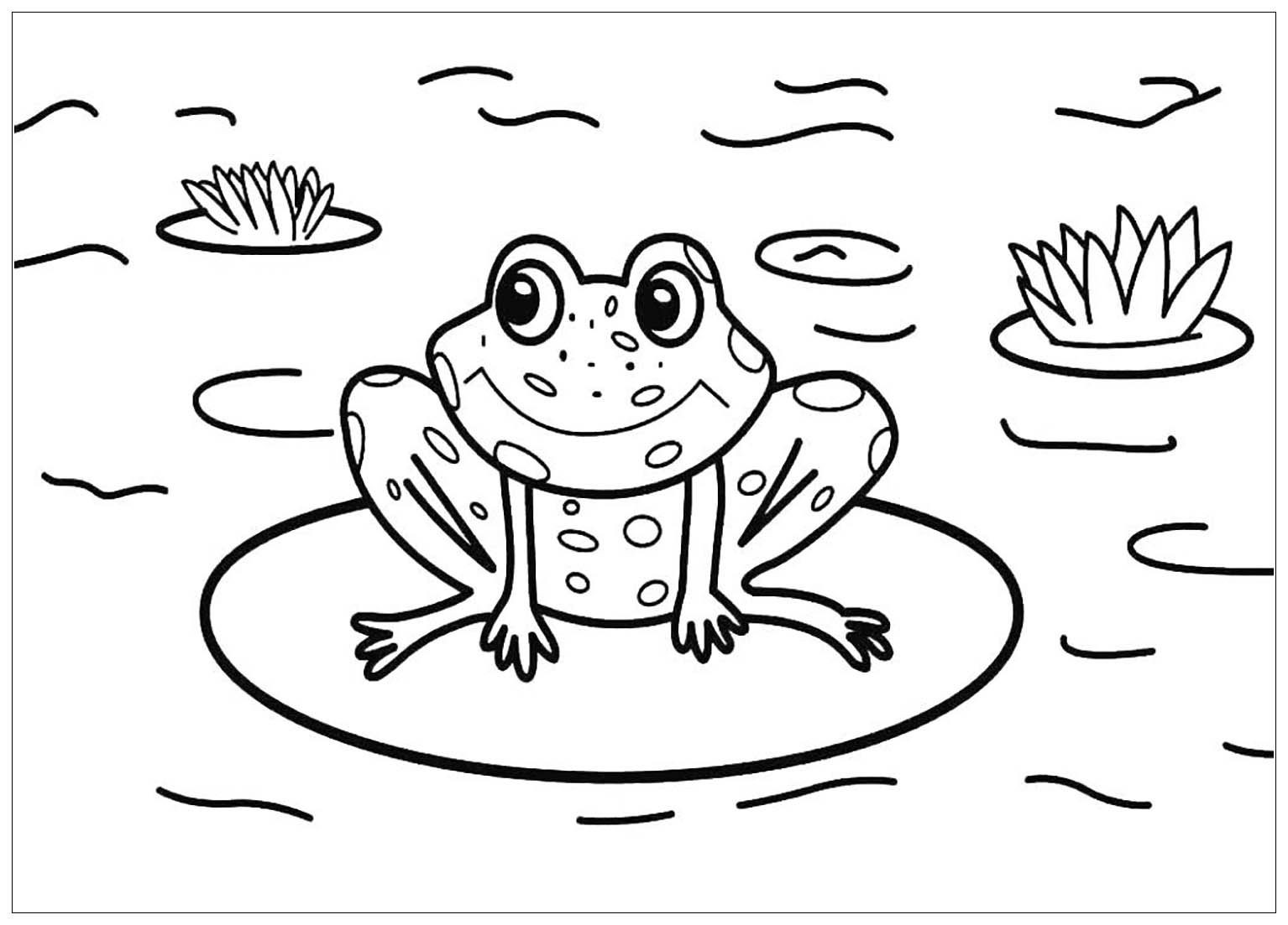 Mẫu tranh con ếch sống dưới nước dễ thương