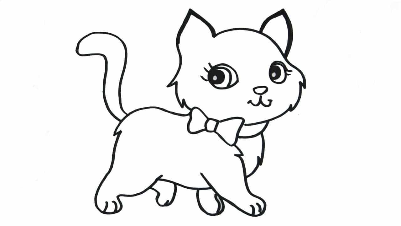 Tranh tô con mèo siêu dễ thương thích hợp cho bé tô màu