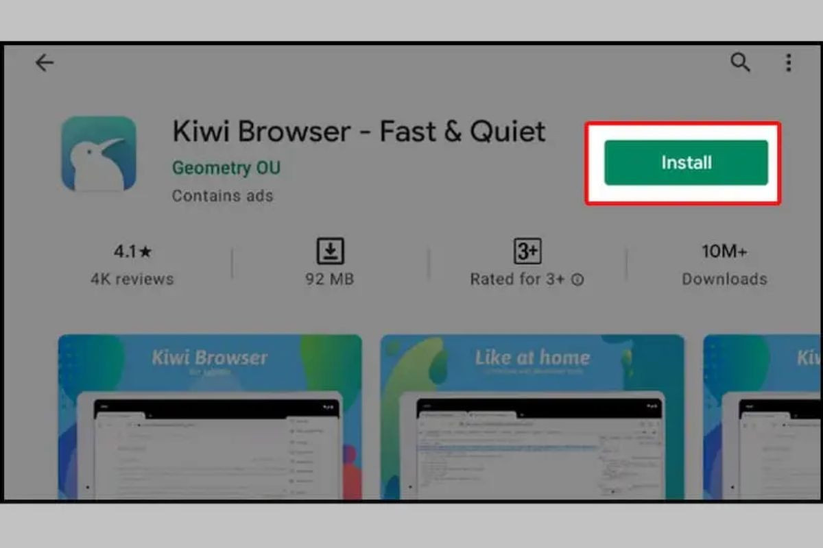 Tải ứng dụng Kiwi Browser về thiết bị của bạn