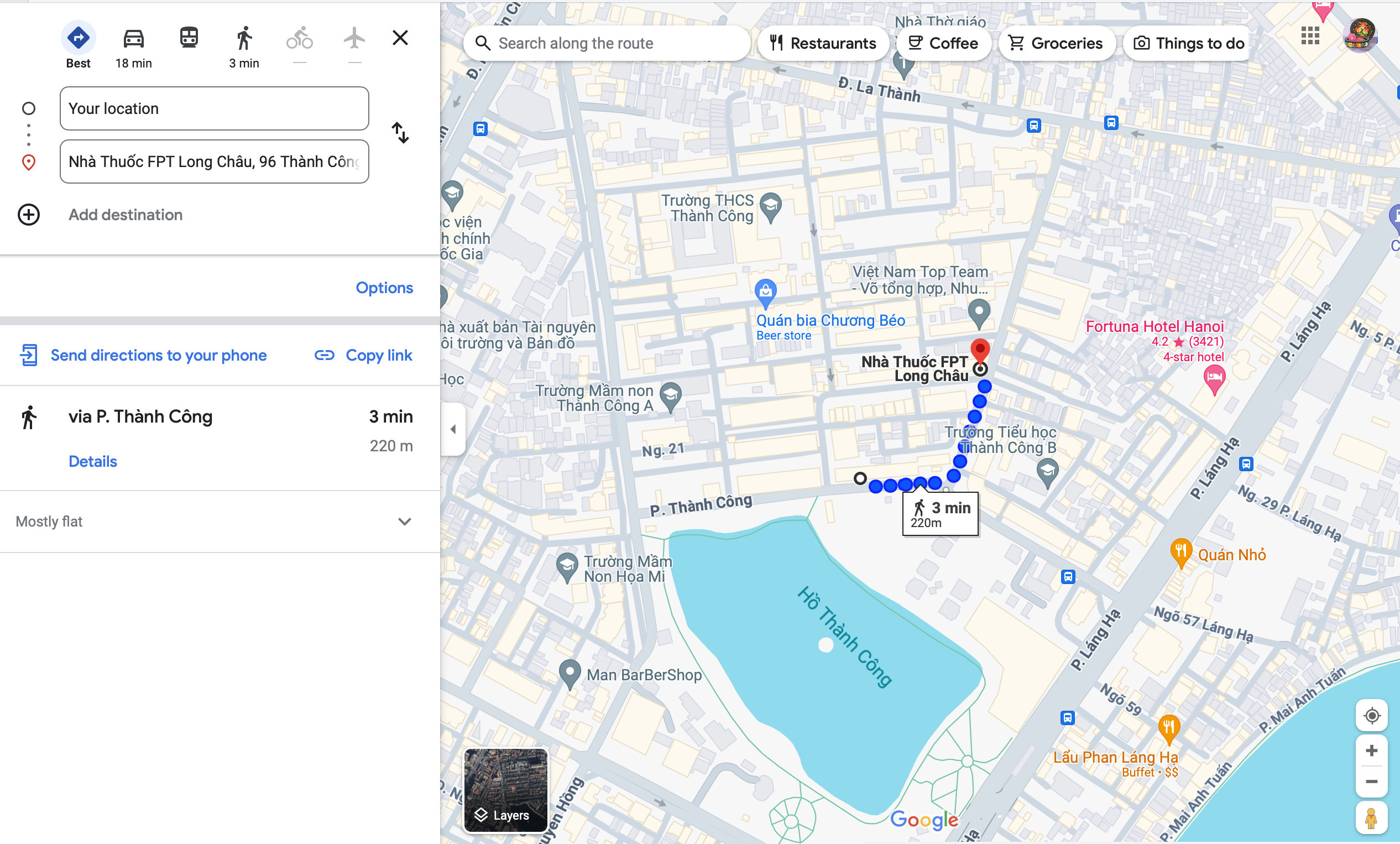 Google Maps sẽ tự động hiển thị con đường thuận tiện nhất cho bạn đi đến nhà thuốc gần nhất.