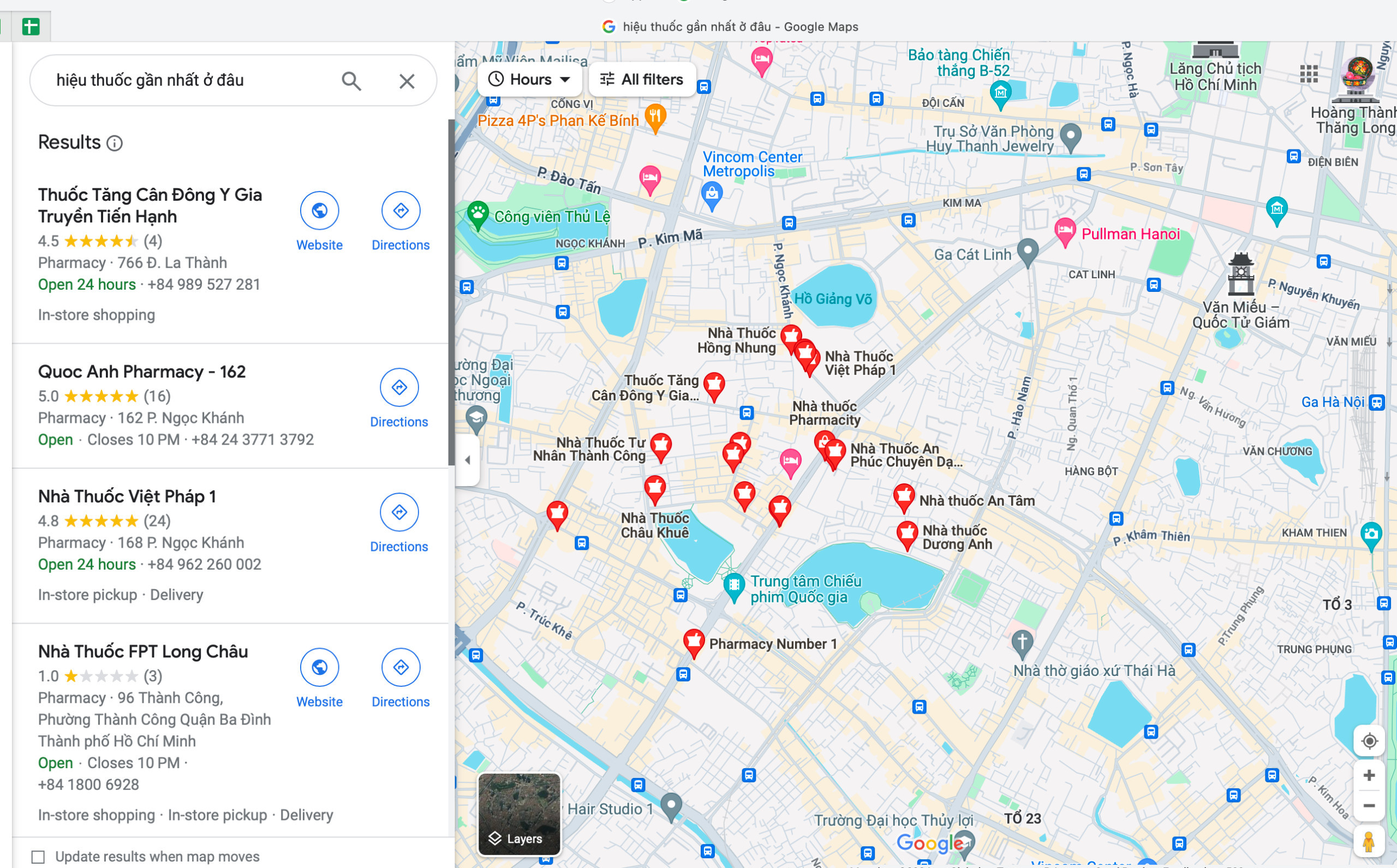 Lúc này, các hiệu thuốc gần bạn nhất sẽ được Google Maps đề xuất