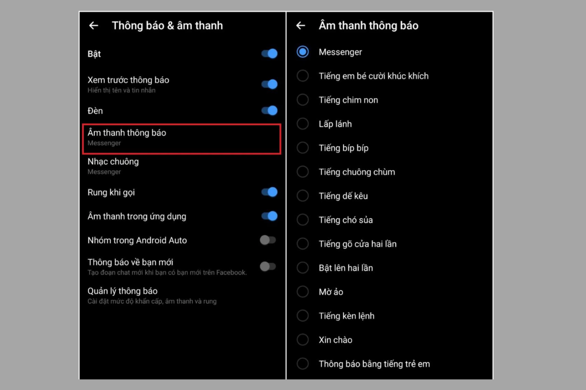 Hướng dẫn đổi nhạc chuông thông báo Messenger chi tiết và cụ thể