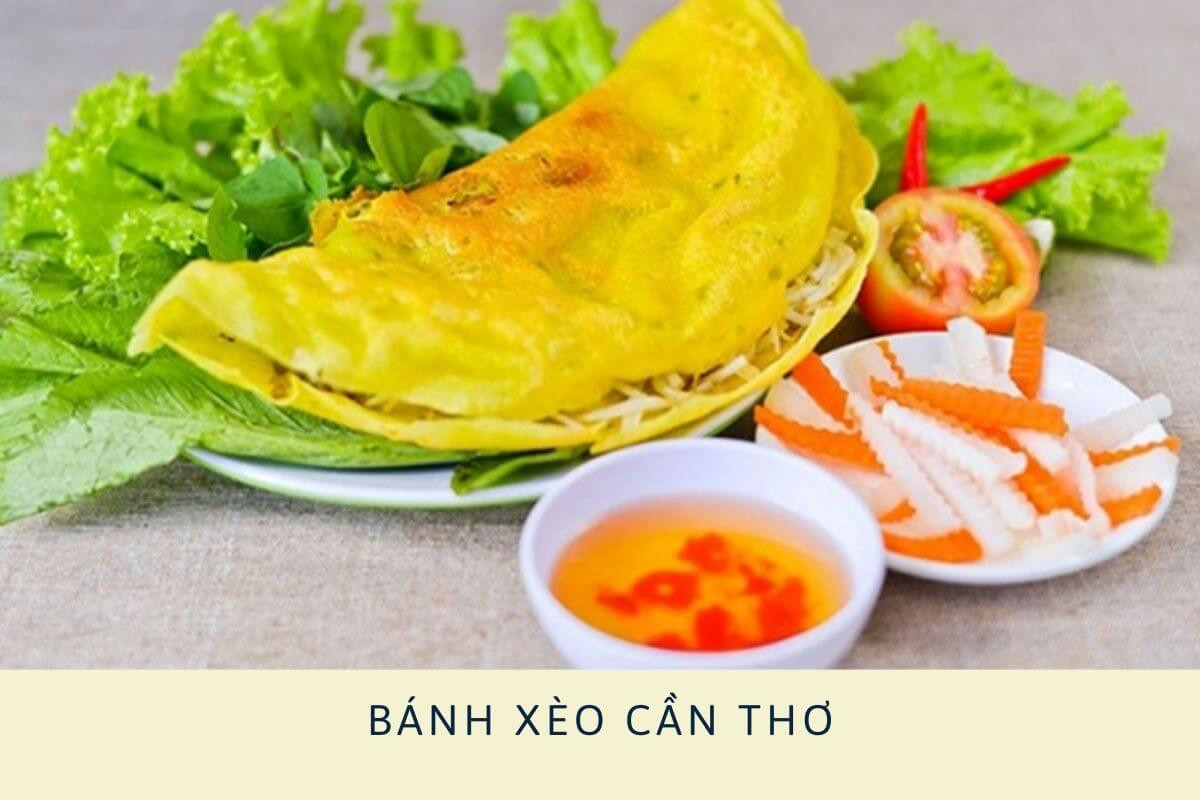 Bánh xèo Cần Thơ ngon hơn khi ăn kèm với các loại rau sống và nước mắm chua ngọt