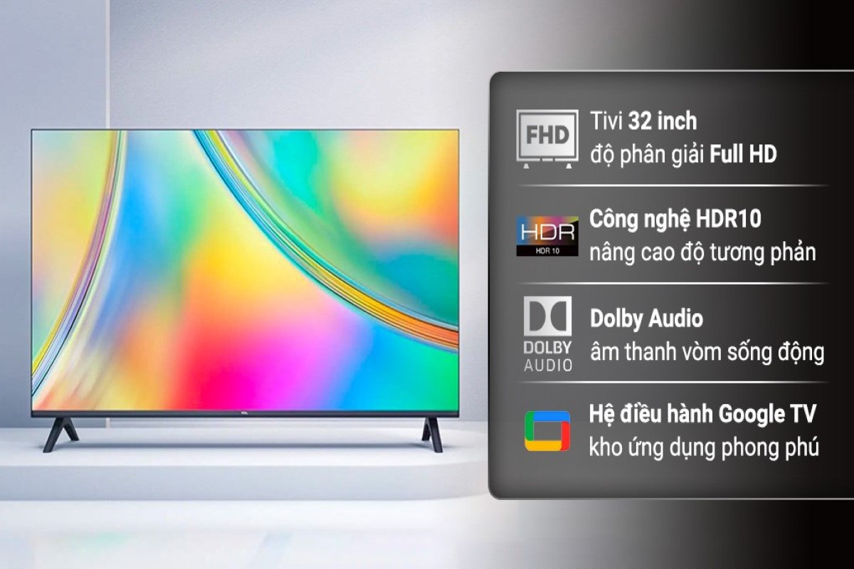 TCL Google TV 32S5400 có thiết kế tối giản rất phù hợp với không gian nhỏ hẹp