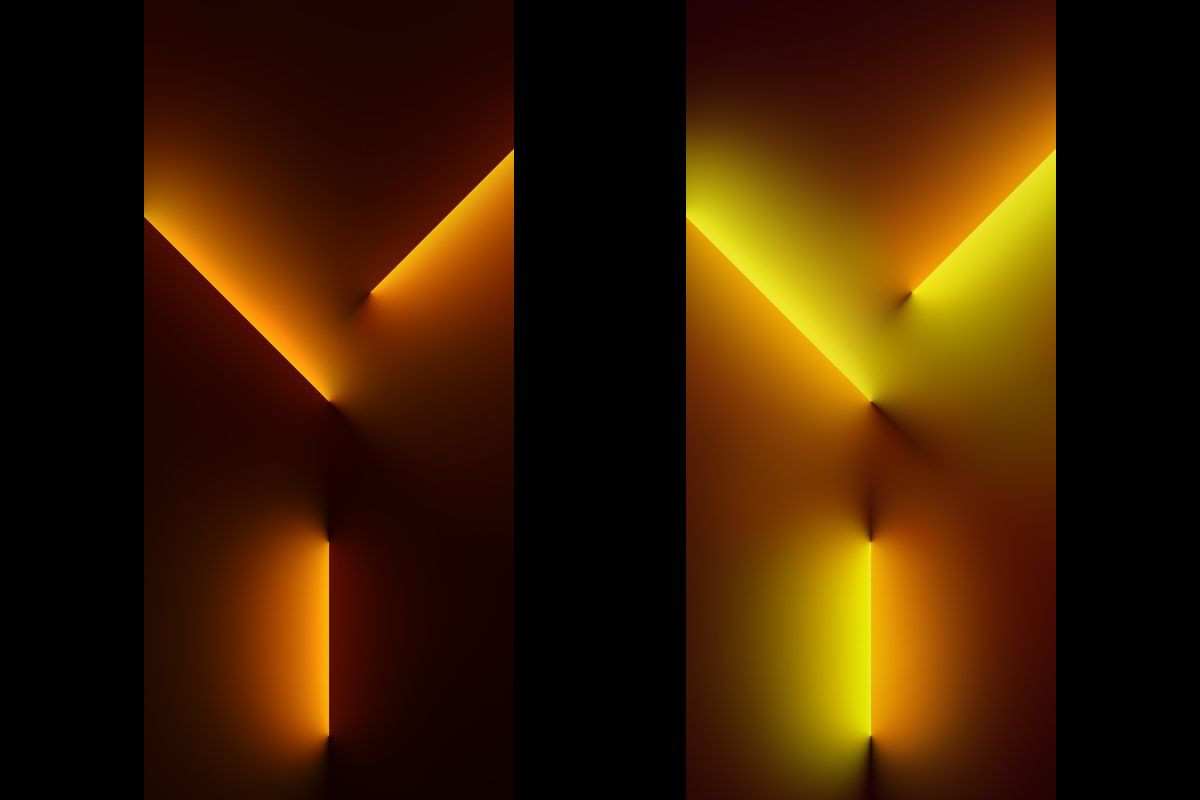 Hình nền Neon vàng và cam phù hợp với mẫu iPhone 13 Pro Max Gold