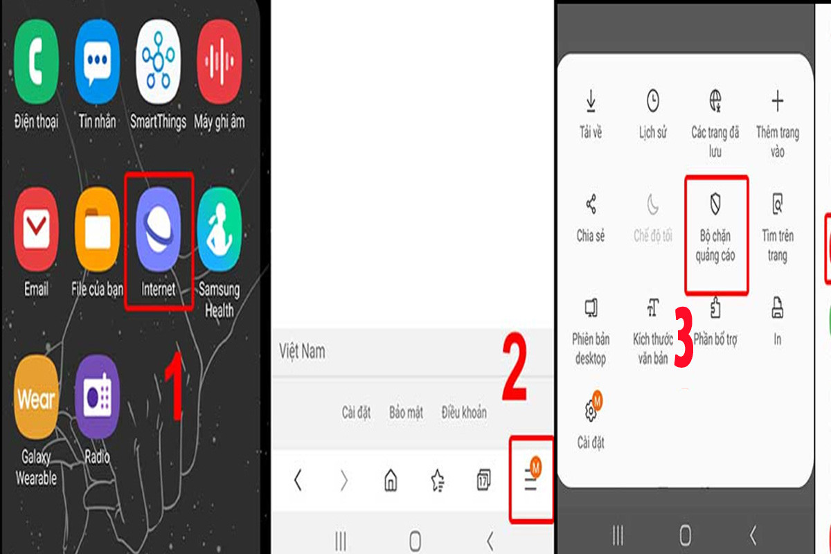 Truy cập vào Samsung Internet để mở bộ chặn quảng cáo