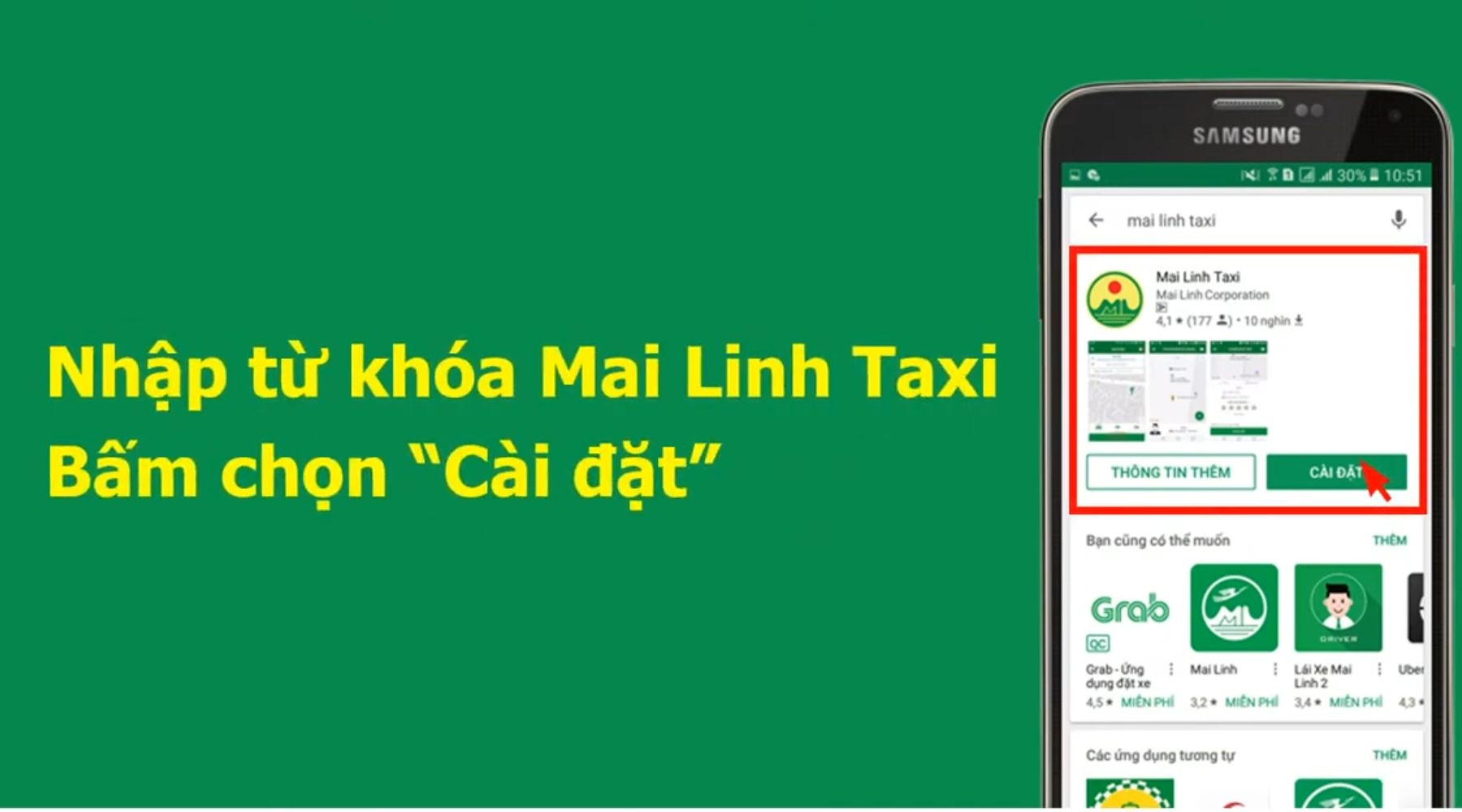 Tải ứng dụng Mai Linh Taxi trên kho ứng dụng CH Play hoặc App Store