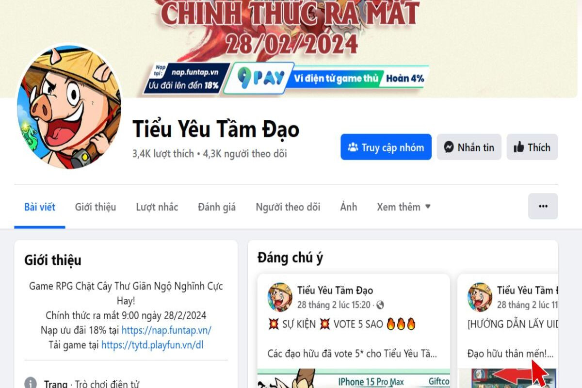 Bạn có thể theo dõi trang chủ game để nhanh chóng cập nhật thông tin về mã