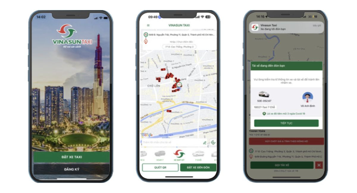 Các bước thực hiện đặt xe taxi bằng ứng dụng Vinasun App